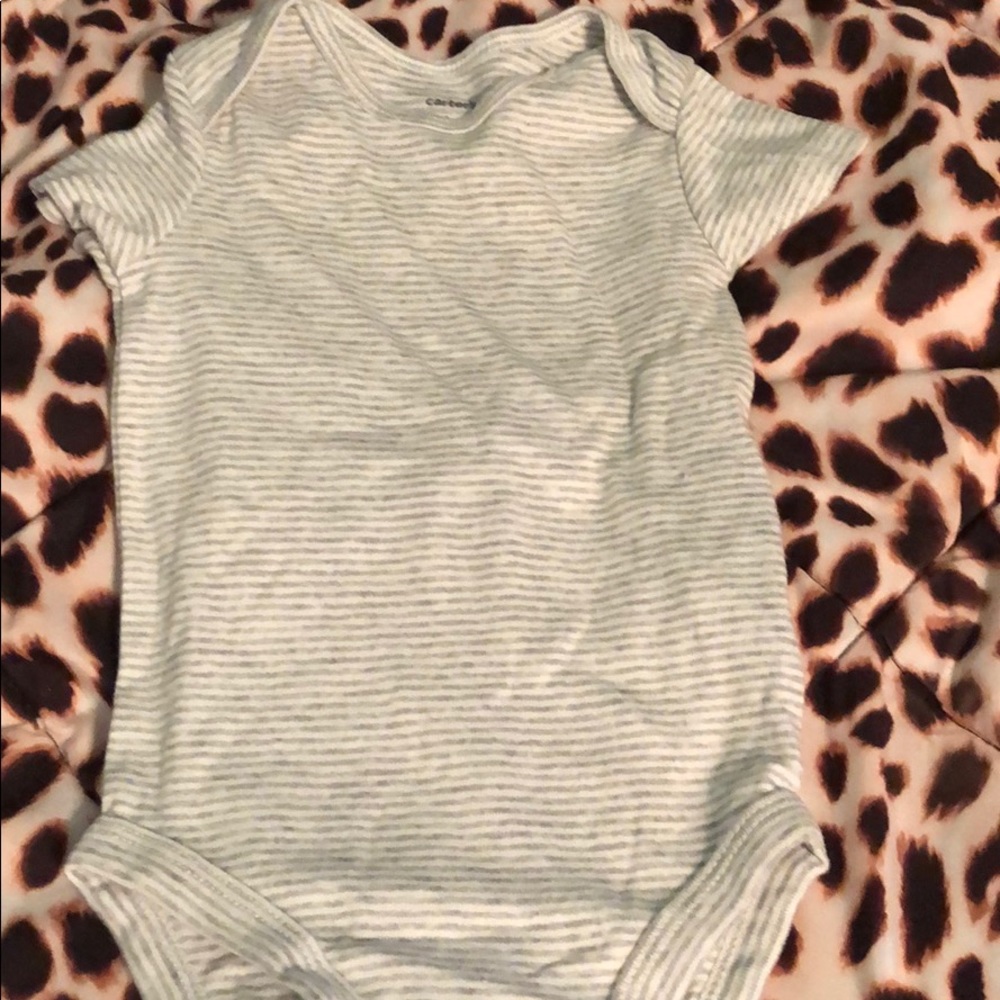 short sleeve white and gray stripe onesie